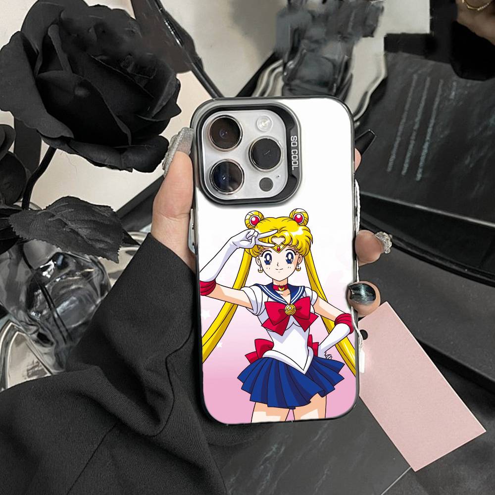 Cartoon F-Sailor M-Moons Phone Case For iPhone 17,16,15,14,13,12,Pro MAX Black Matte Shockproof Cover