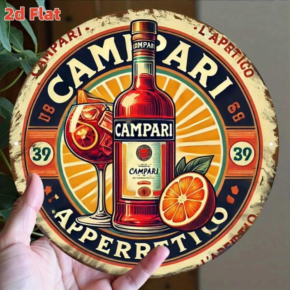 Винтажная итальянская рекламная металлическая жестяная табличка Настенное искусство 7,8 дюйма Круглая 2D Алюминий Винтажное кафе Домашний бар Хэллоуин Ванная Кухня Декор