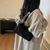 Fashion Faux Suede Underarm Bag Solid Color with Silk Scarf Decoration Shoulder Bag with Zipper Daily Use Tote Bag Women