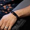 Black Agate Beaded Bracelets Set of 2