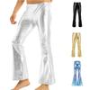 Men's Shiny Metallic Disco Flared Long Pants Trousers for Clubwear
