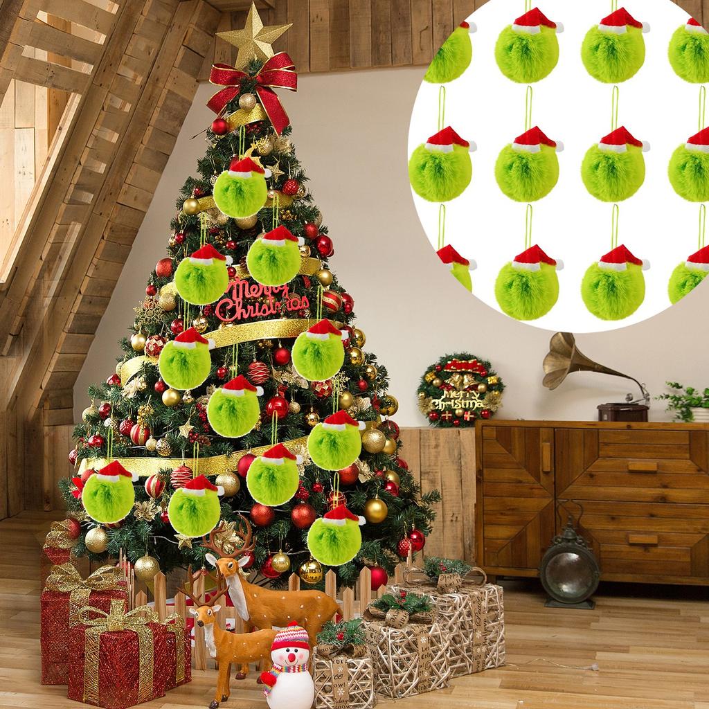 Christmas Rolling Ball Pendant: Fluorescent Green Faux Balls