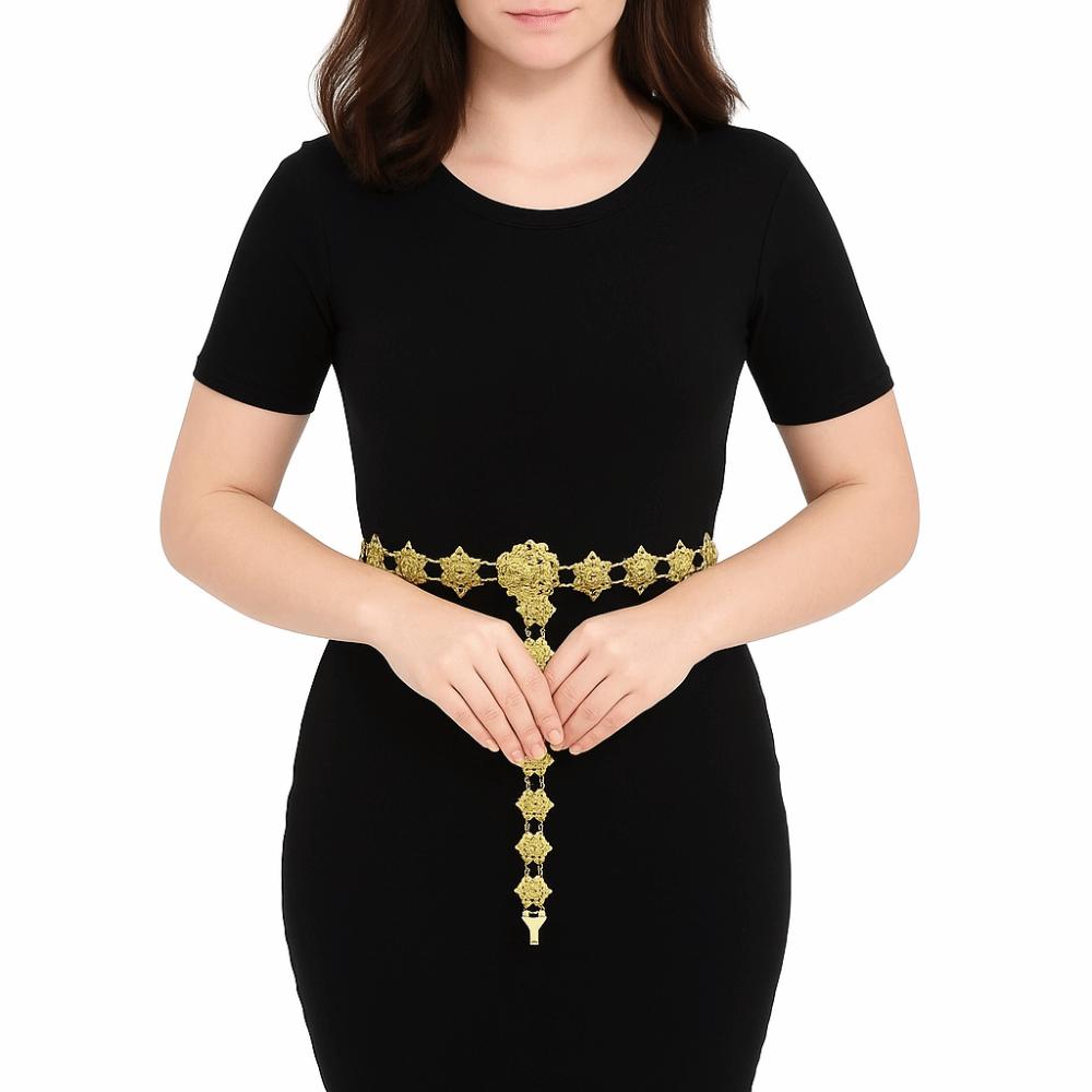 Bell Hollow Out Flower Necklace Jewelry Dance Dress Belt Chains Thai Belly Waist Chains  Gift