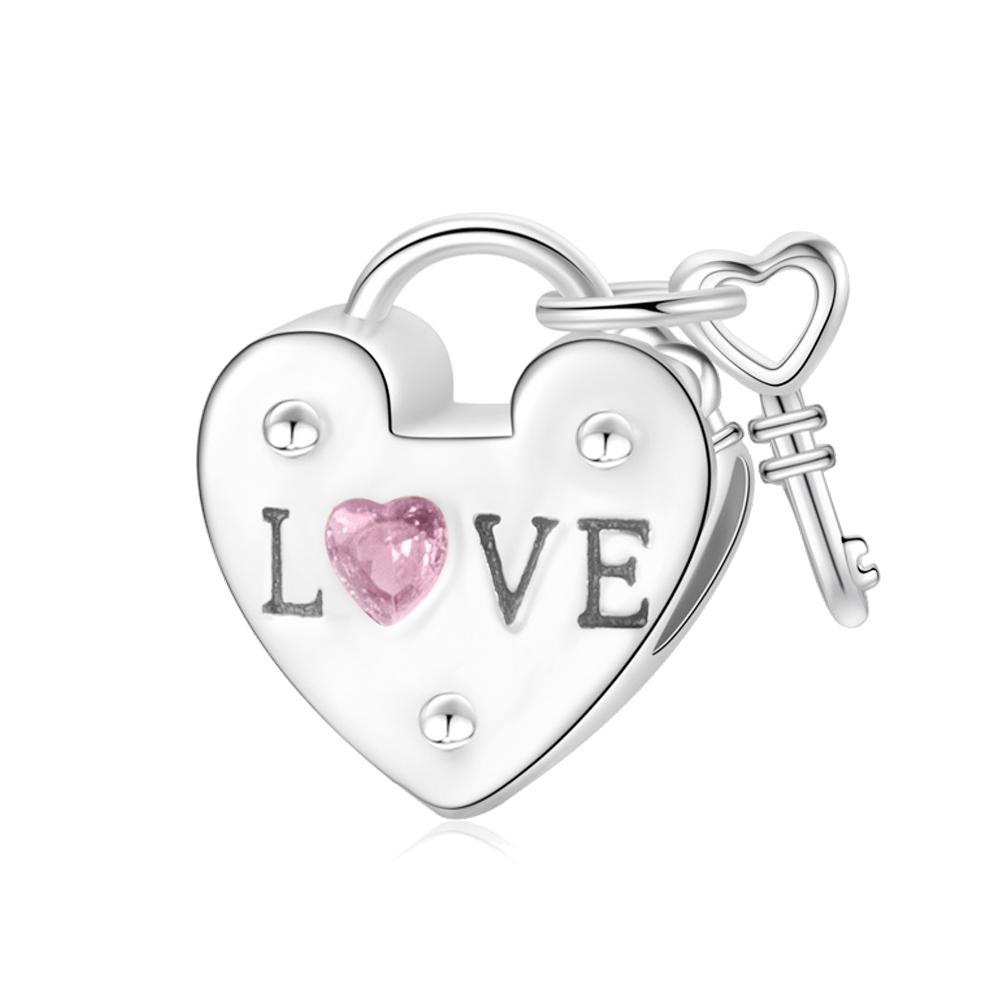 925 Silver Octopus Beads Snake Bracelet with Heart Dangle Charm Pink Pendant Gift for Her
