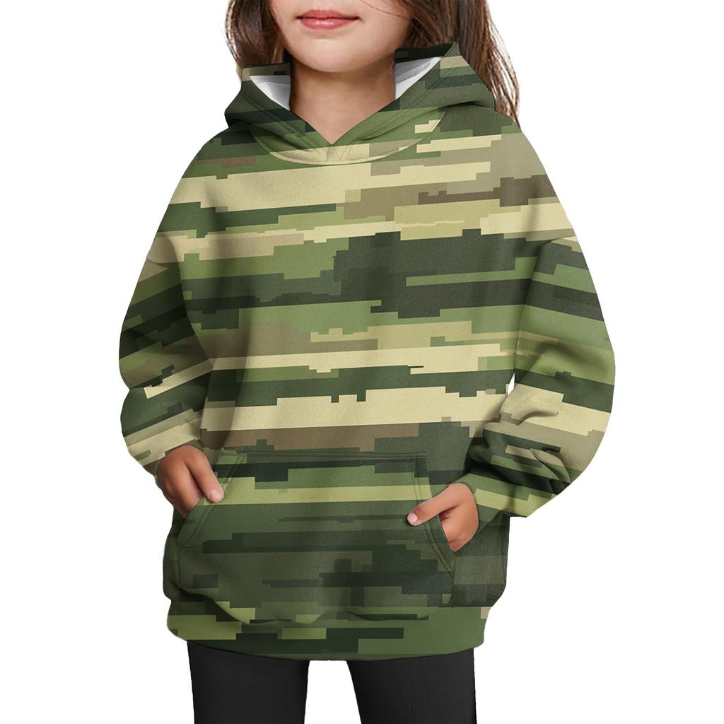 Girls' Hooded Tie- Sweatshirt - Pullover Print Top