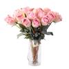 7pcs Burnt Edge Lifelike Rose Flower Branch 64cm Artificial Flowers Elegant Wedding Bouquets Dried Rose Desktop Ornament