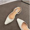 Large size low-heeled women's sandals - fashionable new style, can be paired with skirts, French pointed-toe open heel shoes