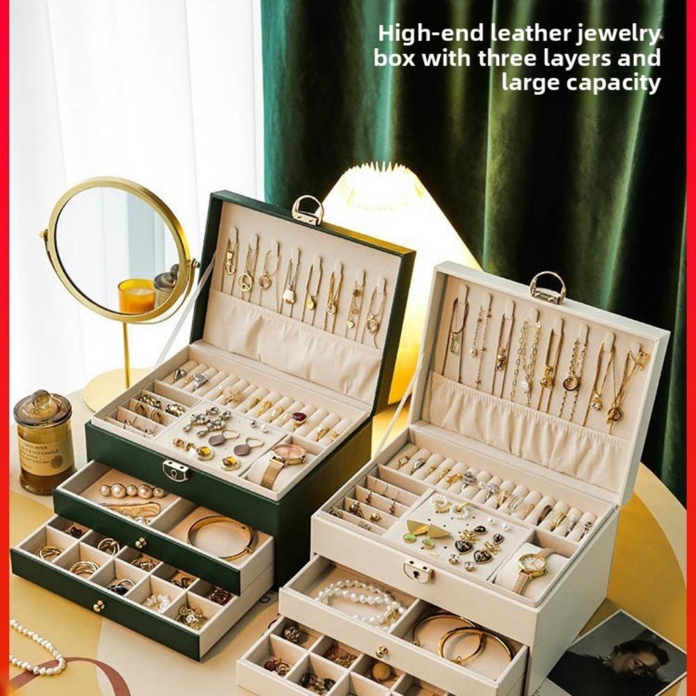 Коробка для хранения ювелирных изделий Высококачественная Изысканная Коробка для ювелирных изделий из золота для ожерелий и серег Большой Вместимости Многослойная Коробка для ювелирных изделий