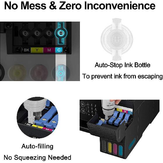 Printers Jack Compatible 502 T502 Refill Ink Bottles Replacement for EcoTank ET-2750 ET-3750 ET-4750 ET-2760 ET-3760 ET-4760 ET-2700 ET-3700 ET-3710