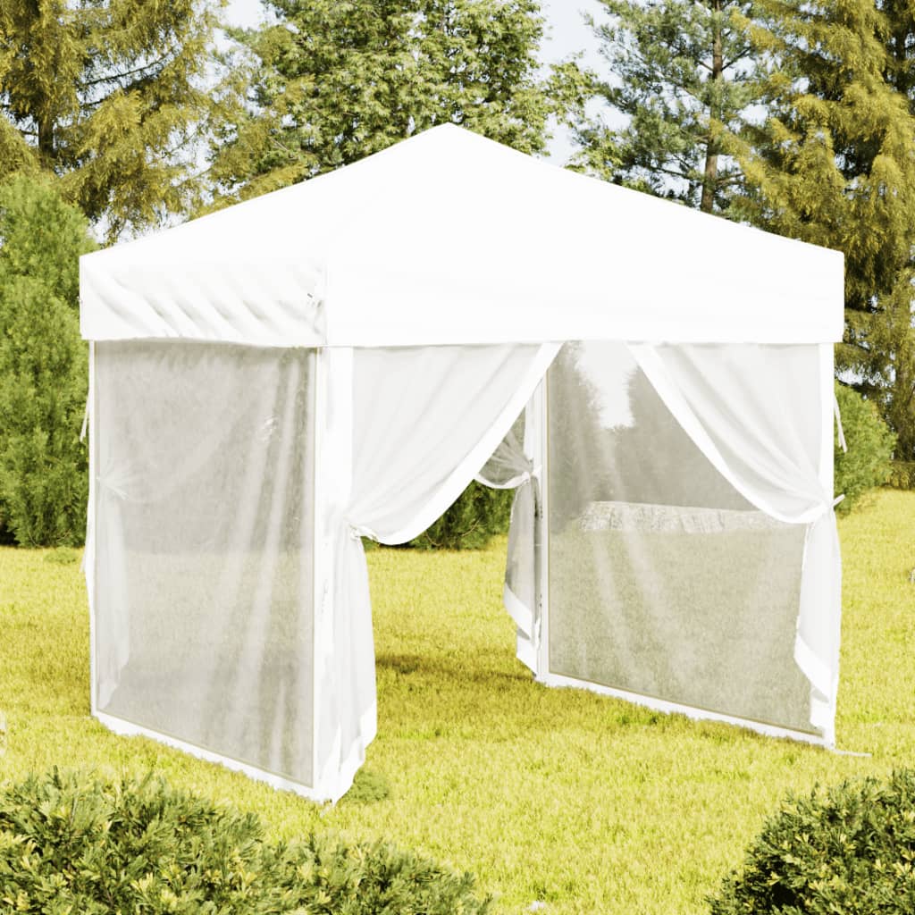 Foldable Party Tent with Side Walls White 2x2 m
