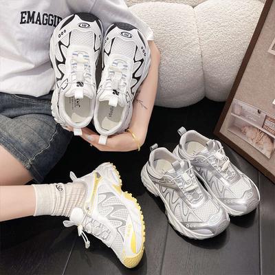 Сетчатые дышащие кроссовки «папины кроссовки» женские осенние новые универсальные на толстой подошве увеличивающие рост повседневные спортивные туфли для улицы, для хайкинга