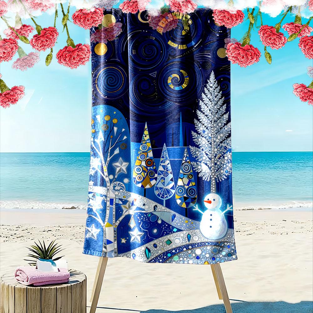 Starry frosty wonderland canvas Print beach towel, quick drying, suitable for travel, outdoor sports, jogging, the beach and swimming, gift