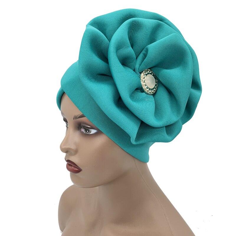 Fashion Women Big Flower Muslim Turban Bonnet Female Beanies Hat Party Headwear Cap