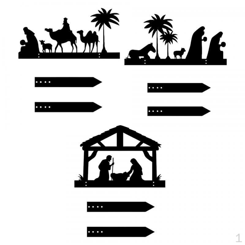 Nativity Scene Silhouette Yard Sign Decor Garden for Walkway
