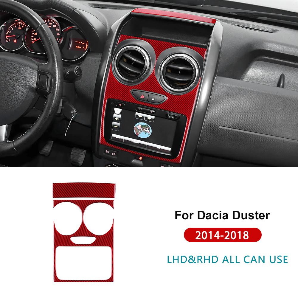 For Dacia Duster 2014 2015 2016 2017 2018 Real Soft Carbon Fiber Sticker LHD RHD Car Central Control Screen Trim Accessories
