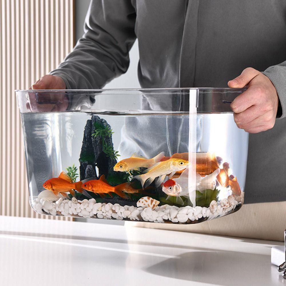 PET Desktop Goldfish Bowl Fall Prevention Mobile Small Fish Tank  Office