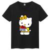 Новая детская футболка Sanrio Hello Kitty с мультяшным принтом, круглый вырез, милая и повседневная, универсальная, с короткими рукавами