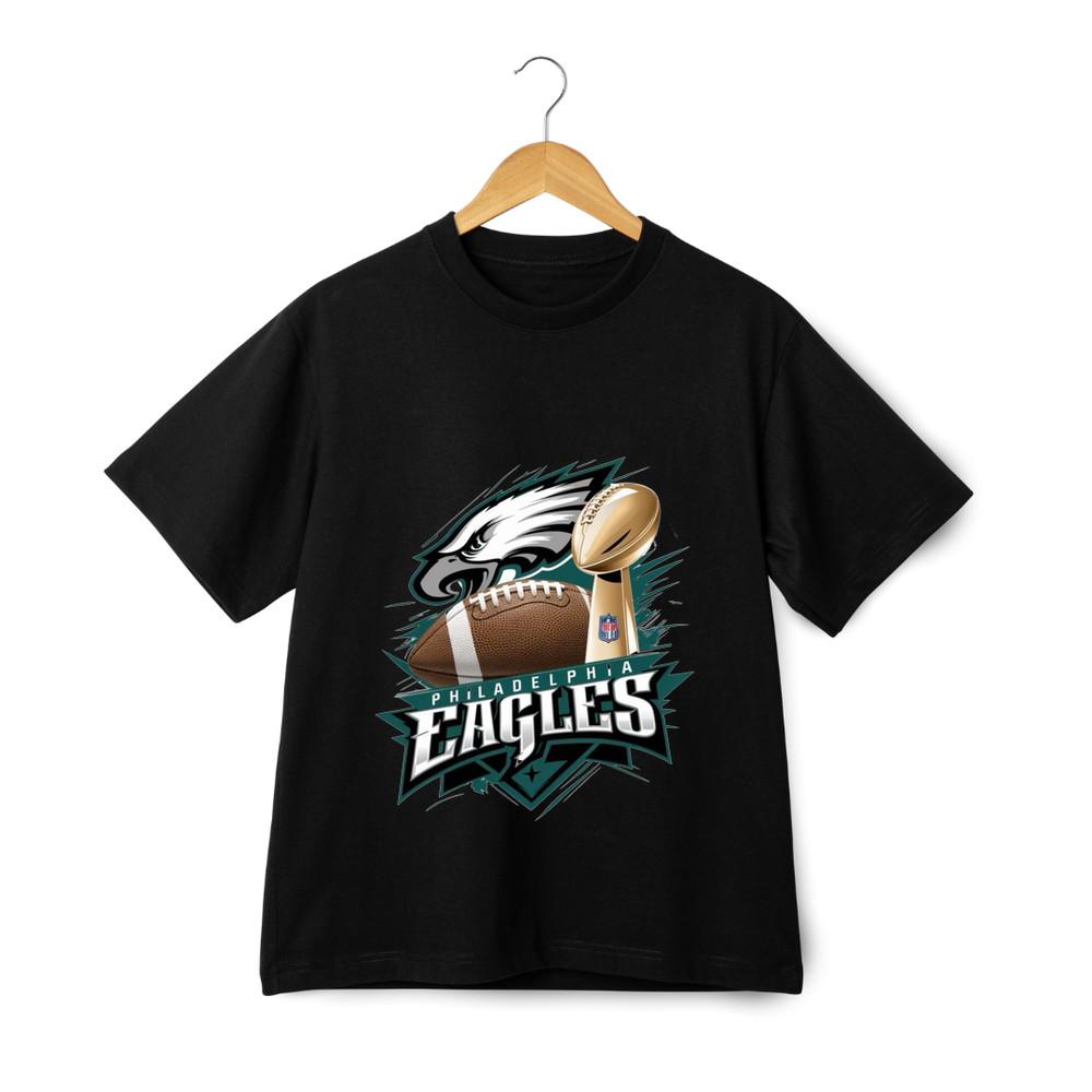 Philadelphia Eagles Graphic T-Shirt Football Trophy Team Throwing Back Tee