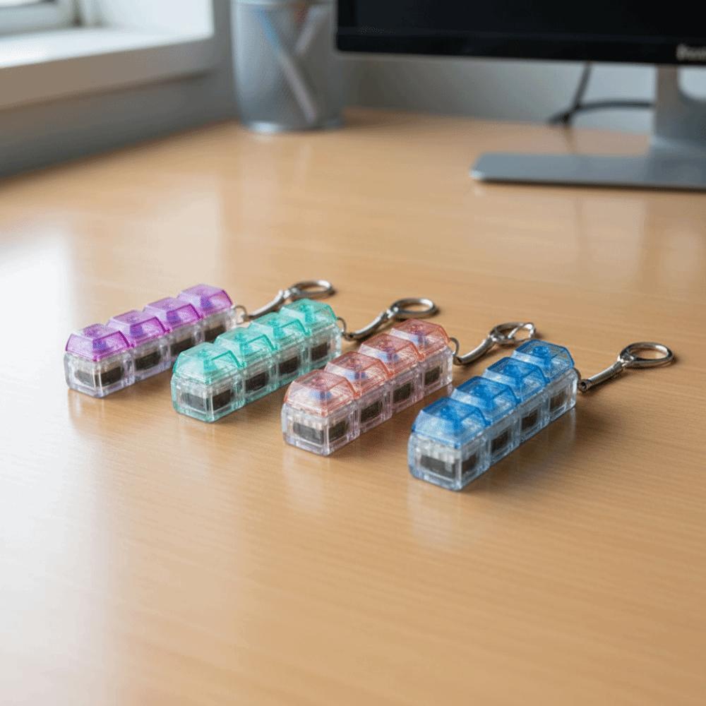 Transparent Shaft Crystal Keycap Pendant Luminous Mechanical Keyboard Keychain  Stress Relief
