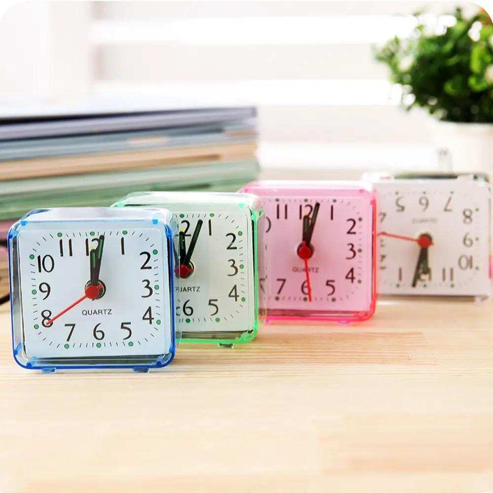 Night Light Silent Twin Bell Square Alarm Clock Quartz Home Room Decoration