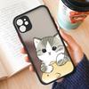 Милый Чехол Для Телефона Пара Кошек Животных Для iPhone 17 16 15 11 12 13 14 Pro Max Mini 7 8 Plus SE Air Мультяшный Жесткий Матовый Чехол Fundas