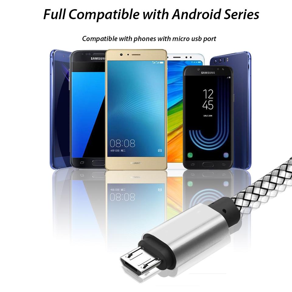 Nylon Micro USB Charger Cable for Huawei P SMART 3019 8X Mediapad T3 for HTC Desire 550 650 628 630 530 830 825 Charging Cable