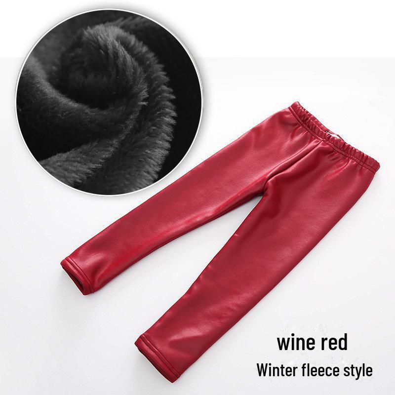 Новые леггинсы из искусственной кожи для девочек на осень/зиму с бархатной подкладкой