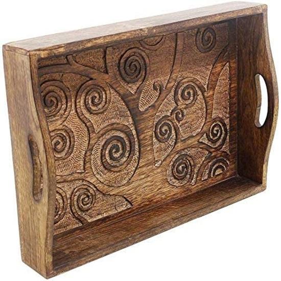 Дерево жизни резной деревянный поднос для завтрака с ручкой для чая закуски десерта кухонная столовая посуда аксессуары