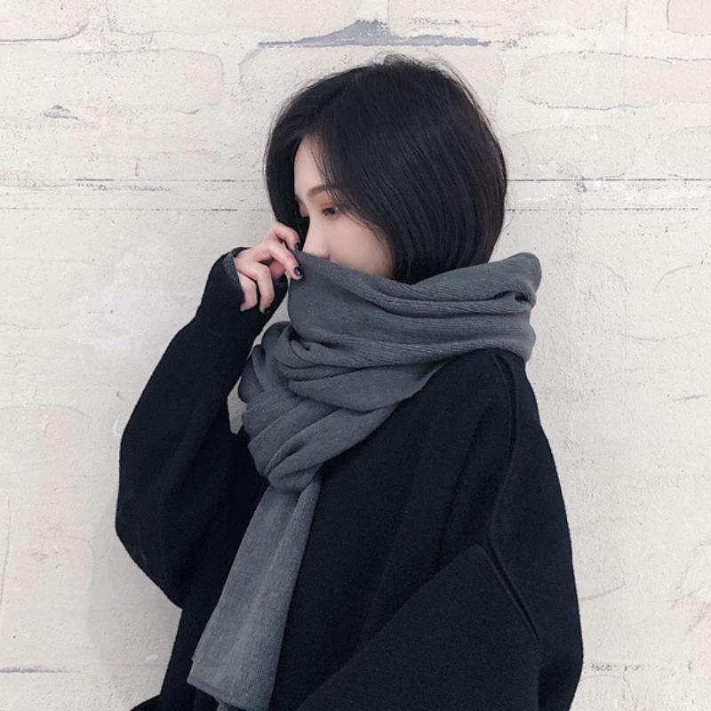 Women's Solid Color Thick Warm Student Couple Scarf New Autumn Winter Female Imitation Cashmere Versatile Scarfs