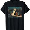 Кот-курильщик Забавный курящий кот Мем Глупый мозг Т-Ширт(16)