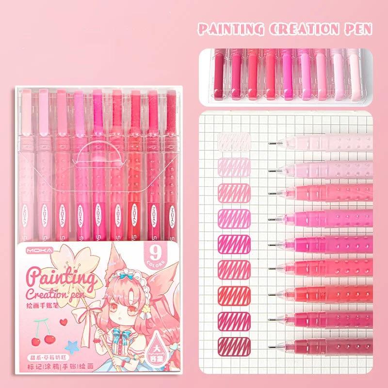 9 шт./набор гелевая ручка для рисования градиентных цветов для скрапбукинга для студентов, самодельных украшений, рисования граффити, цветного выделения
