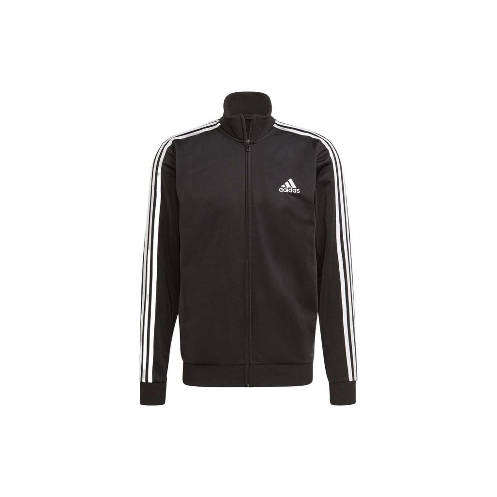 adidas Повседневный спортивный комплект с тремя полосками, однотонный, с логотипом, с длинным рукавом, мужские комплекты, черный GK9651