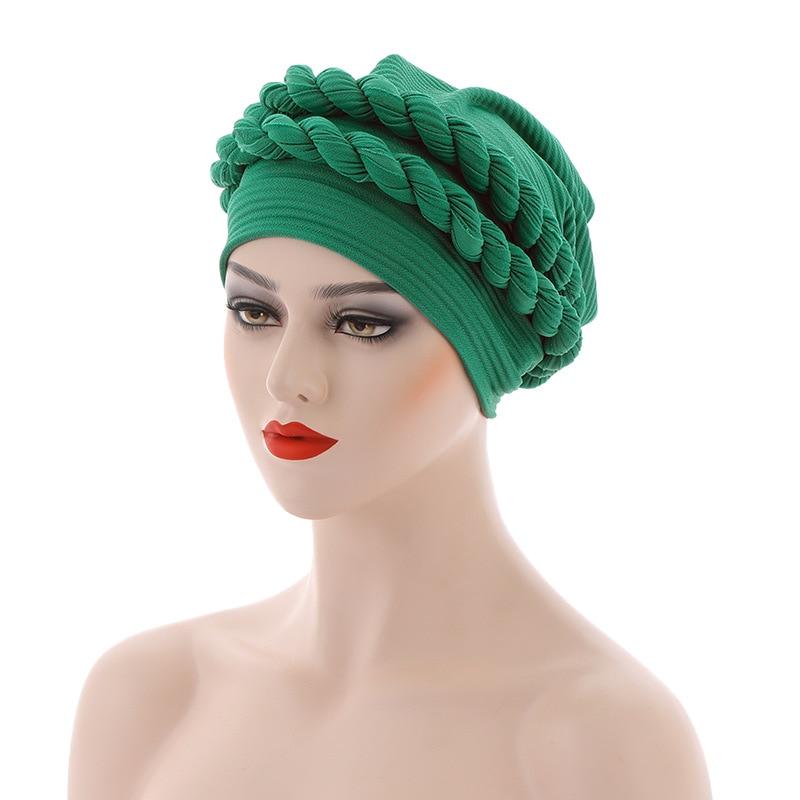 Сплошные цветные тюрбаны с двойной косой для женщин