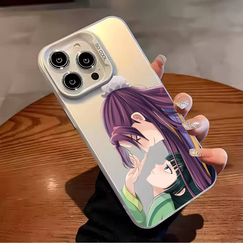 Чехол для телефона 'Дневники Аптекаря' Маомао Для iPhone 17 16 15 14 13 12 11 Pro Max Plus Серебристый конфетный Матовый чехол