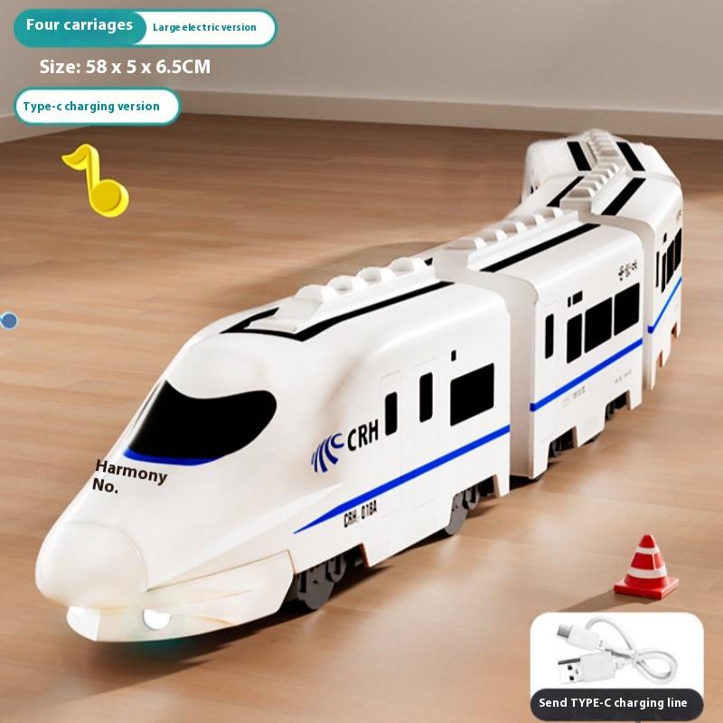 Универсальный дорожный маленький поезд, электрическая скоростная железная дорога, игрушечный поезд Harmony, детский ранний образовательный музыкальный игрушечный поезд со светящейся подсветкой