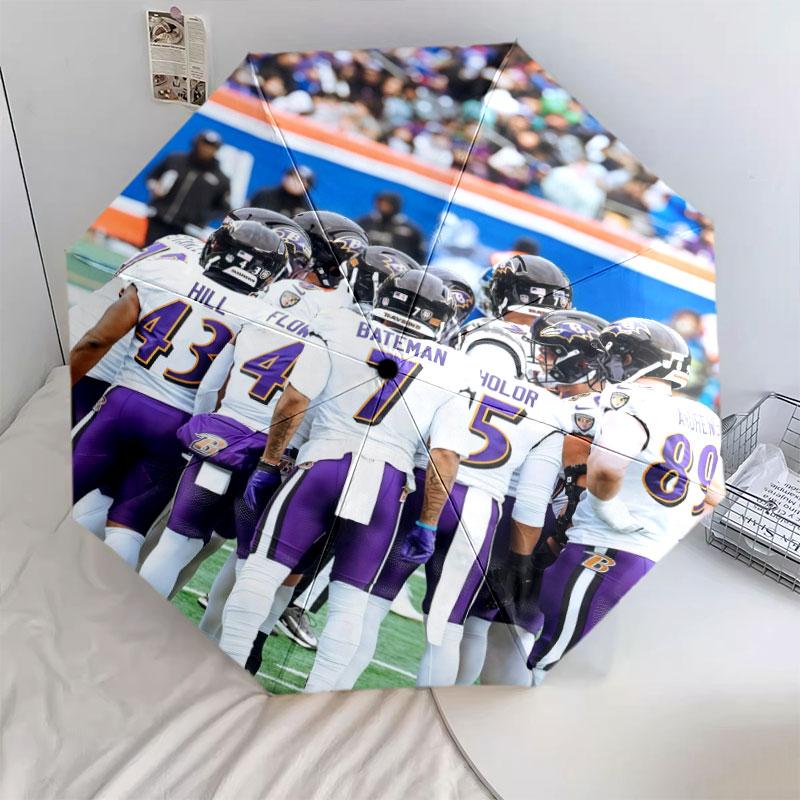 Зонт с рисунком игроков Baltimore Ravens, автоматический складной, портативный и компактный дизайн, 8 спиц, рождественский или день рождения подарок.