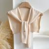 Korean Knitted Shawl Summer Air Conditioning Fake Collar Neck Guard Knit Thin Knotted Cape Shoulder Scarf For Women