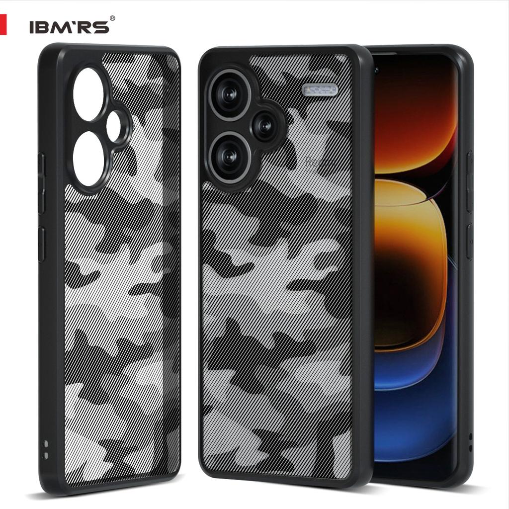 (Comes with Wrist strap)IBMRS [Anti-Scratch Dual Coating]  for Xiaomi Redmi Note 13 Pro+ Transparent Case, Camo Shockproof Matte Phone Case