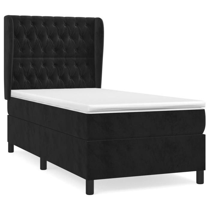 Maison Exclusive - Sommier à lattes de lit avec matelas Noir 100x200 cm Velours