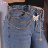 HY Deep Love Personality Big Gold Silver Butterfly Ladies Waist Fine Chain Women Sexy Geometric Body Jewelry Geometry Waistband