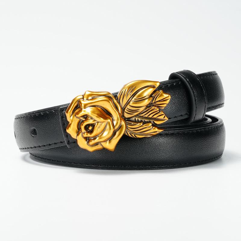 Ремни Женские Джинсовые Модные и Универсальные Кожаные Простые Инс Стиль Декорация Повседневные Корейские Тонкие Ремни Черный Тренд