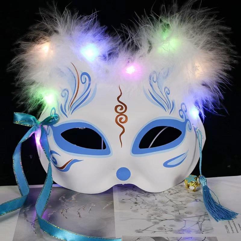 1PC Masquerade Celebration Multiple Styles Fox Mask Shining Cosplay Mask Anime Scenes Cat Mask Half Face