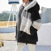 Women's Fashion Hooded Warm Loose Jacket for Women Patchwork  Outerwear  Zipper Ladies Plus Size Sweaters