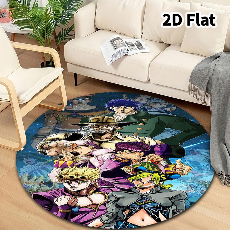 Ковер круглый ковер JoJo's Bizarre Adventure для гостиной, спальни, дивана, игровой комнаты, нескользящий коврик для пола