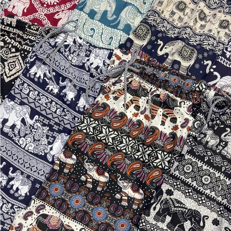 39 Дизайнов Брюки Слоны Свободные Штанины Регулируемый Эластичный Пояс Завязка Унисекс Женские Мужские Принт Таиланд Повседневная Уличная Одежда Бохо Богемный Ретро Винтаж