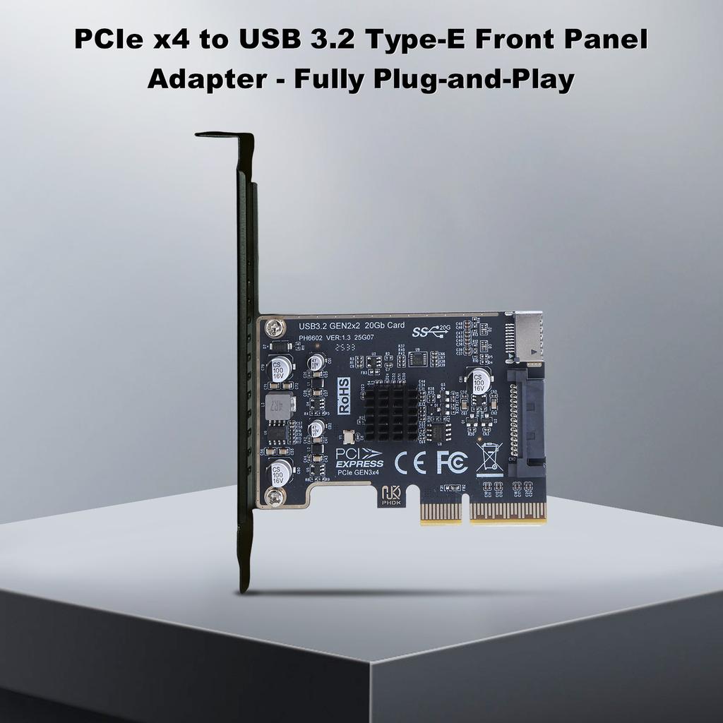 PCIE To Type-E Expansion Card ASM3242 Chip Front Panel Adapter 20Gpbs Type E Express Card for Desktop PC Front Panel TYPE C