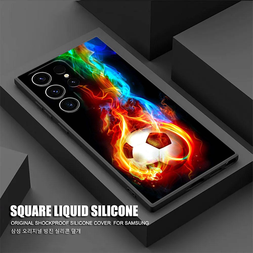 Чехол Fire Football Soccer Ball S26Ultra для Samsung Galaxy S26 S25 S24 S23 S20 S21 FE S22 Ultra Plus 5G Мягкий чехол для телефона
