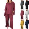 New Autumn Cotton And Linen Women's Solid Color Loose Casual Trousers Two-Piece Suit