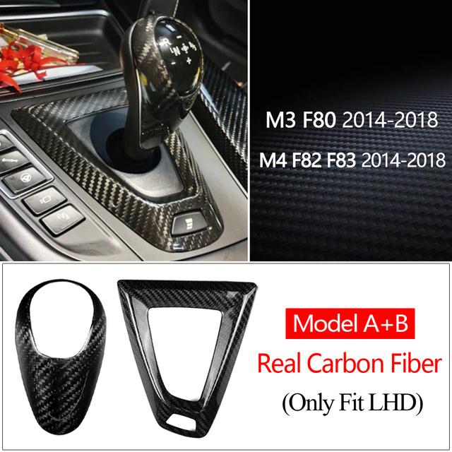 Car Gear Shift Knob Cover Trim True Carbon Fiber For BMW M2 F87 M3 F80 M4 F82 F83 M5 F10 X5M F85 X6M F86 LHD RHD