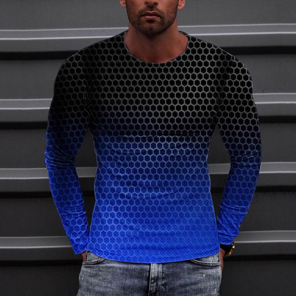 Муж. Футболка Круглый вырез Одежда Одежда На открытом воздухе Длинный рукав С принтом Модельер Винтаж